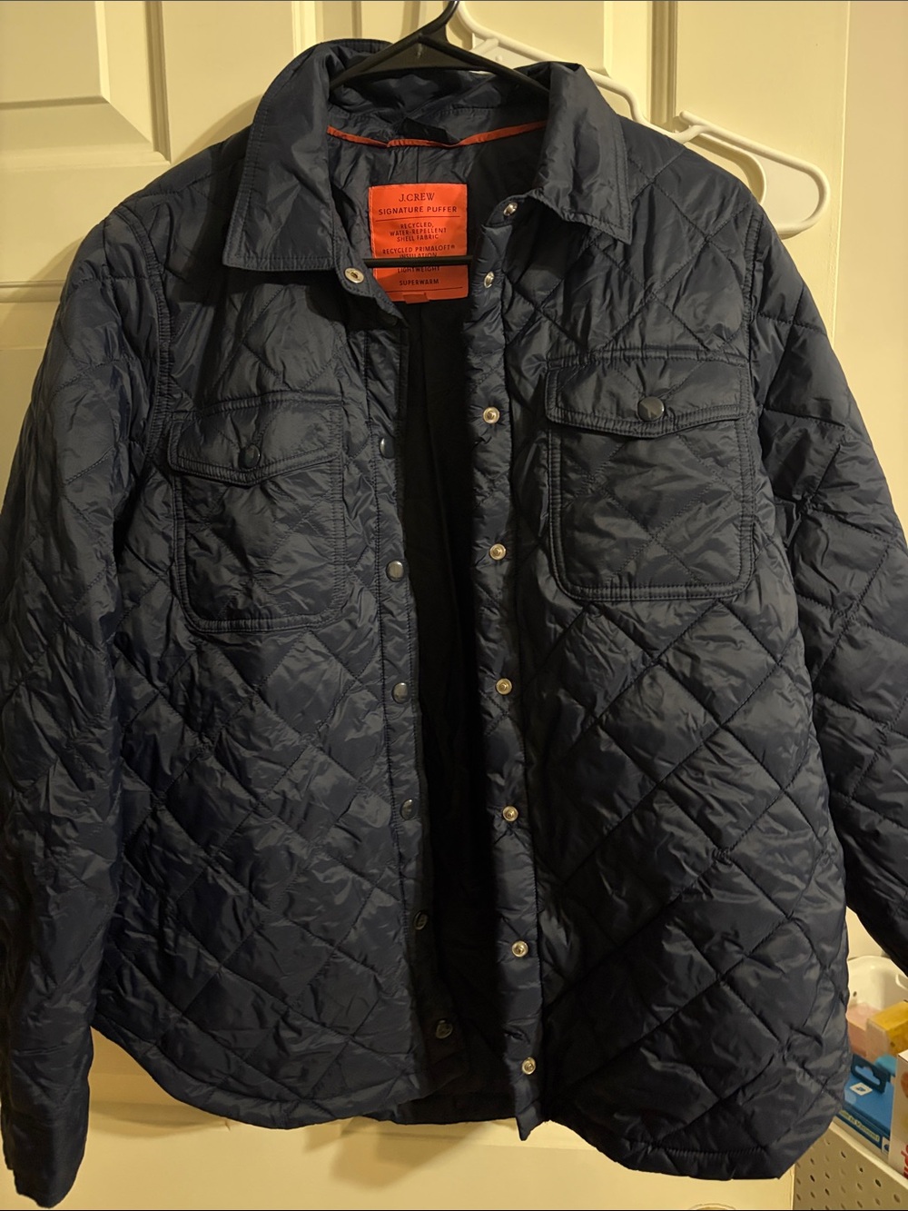 J. Crew Navy Quilted Shirt Jacket
